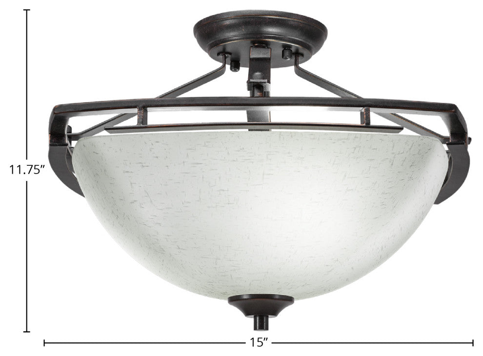 Uptowne 3-Light Semi-Flush Mount, Dark Granite/White Muslin