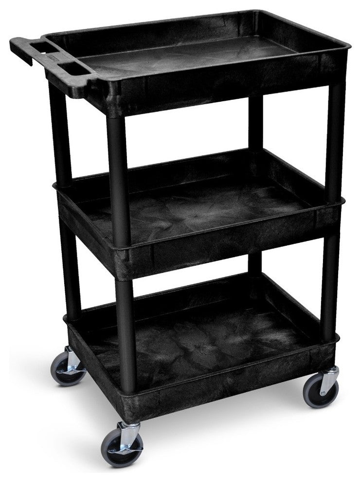 Luxor 3-Shelf Black Tub Cart