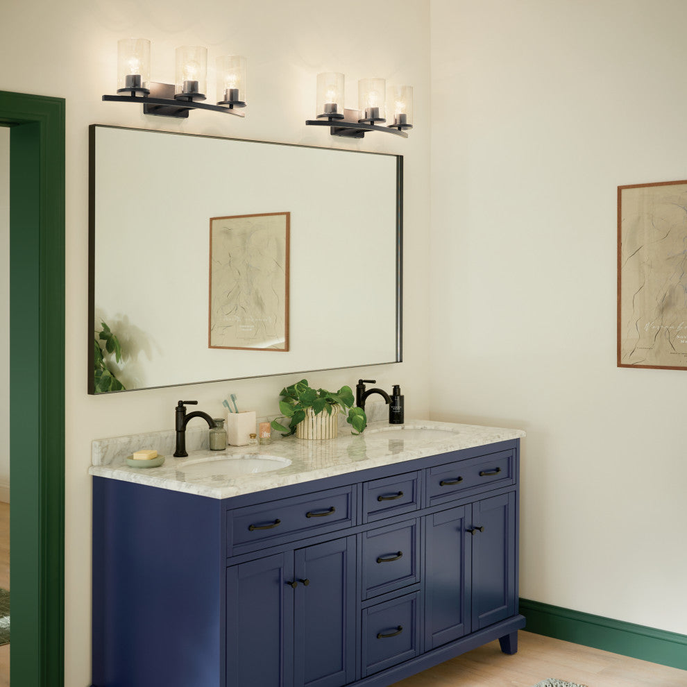 Crosby 23" 3-Light Vanity Light With Clear Glass, Black