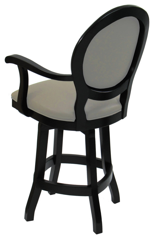 Swivel Wood Counter 26" Stool, 500, S-Base, Beige Leatherette Black