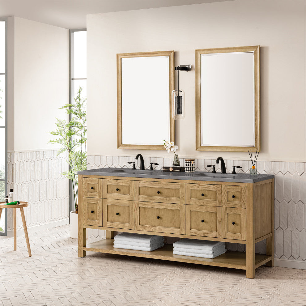 Breckenridge 72" Double Vanity, Light Natural Oak, 3CM Grey Expo Top