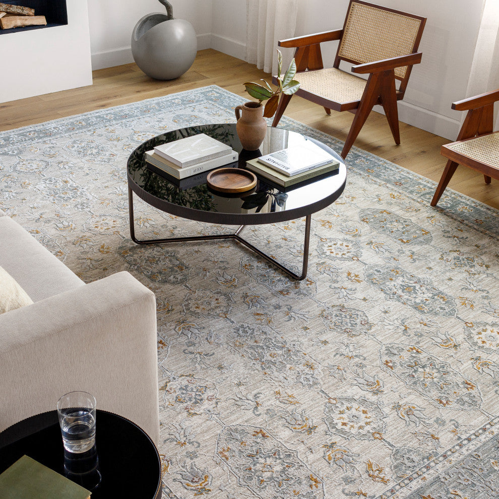 Surya Dresden DRE-2325 Machine Woven Area Rug, Medium Gray, 2' x 2'11"