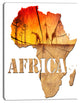 Africa Map Wooden Illustration, Abstract Canvas Artwork, 30"x40"