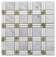 Carrara White Marble Plaid Tartan Mosaic Tile Green Thassos Polished, 1 sheet