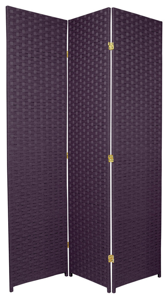6' Tall Woven Fiber Room Divider, Special Edition, Deep Purple, 3 Panel