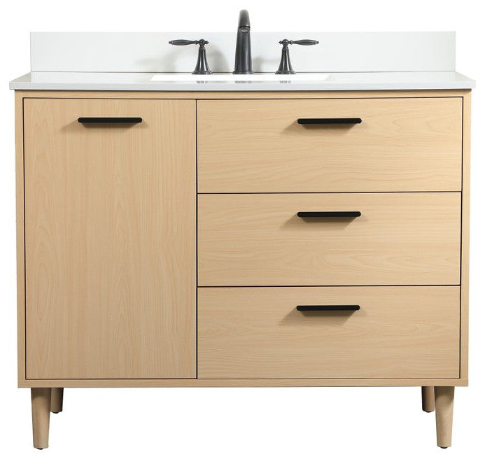 Home Living Modern Natural Oak-Light Bathroom Vanity, Maple, 42"