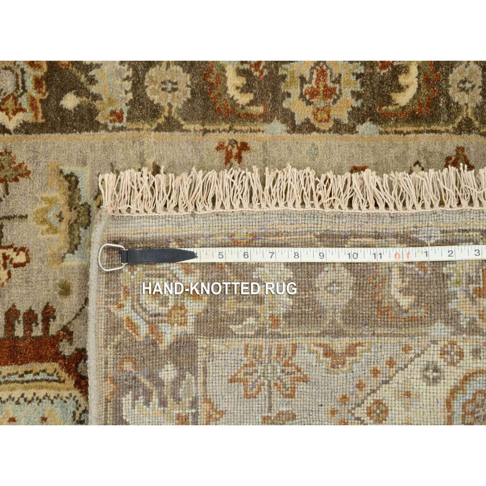 Beige Karijihooz Design, Hand Knotted, Soft Wool Oriental Rug, 2'7" x 12'1"