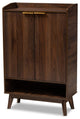 Kayley Mid-Century Modern Walnut Brown 5-Shelf Wood Entryway Shoe Cabinet