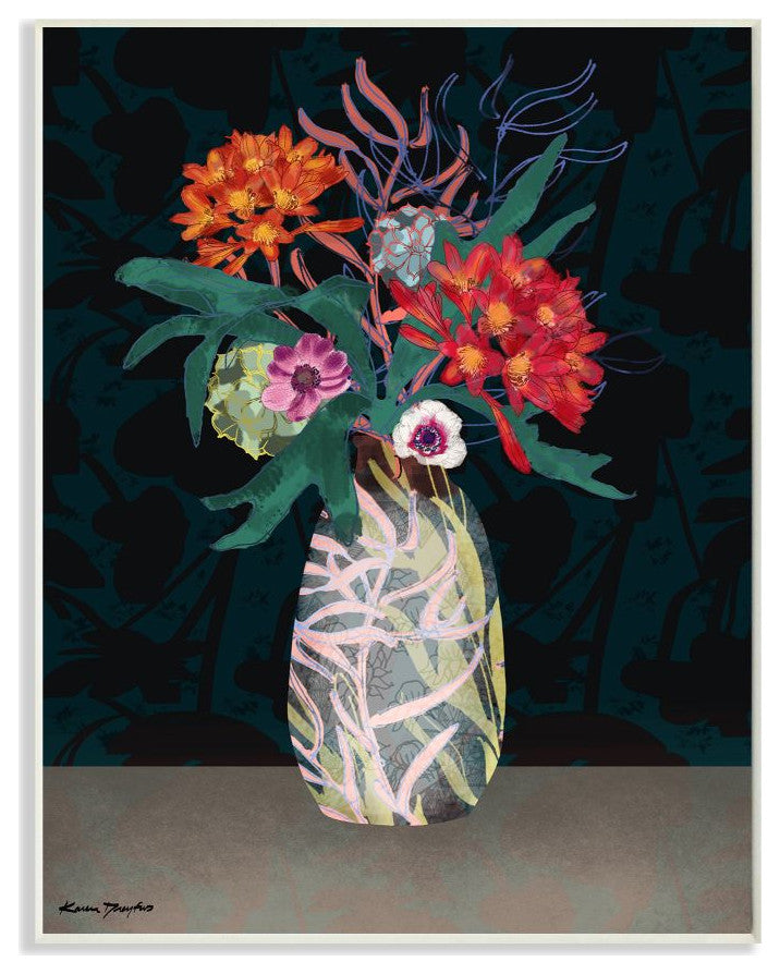 Flower Vase Pattern Collage Design, 13"x19"