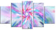 Exotic Light Blue Flower Petal Dance, Floral Canvas Art Print, 60"x32", 5 Panels