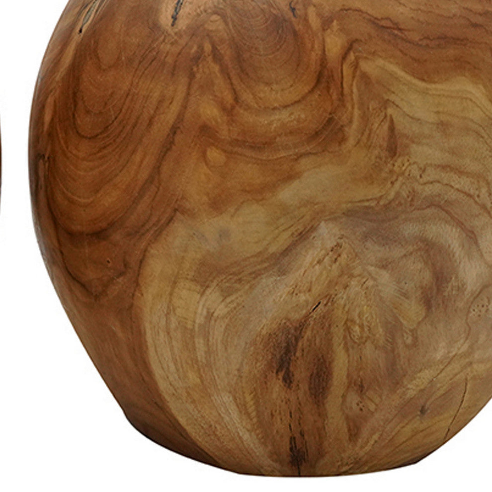 Benzara BM284954 2-Piece Set Teak Wood Table Bowls, Accent Piece, Brown FInish