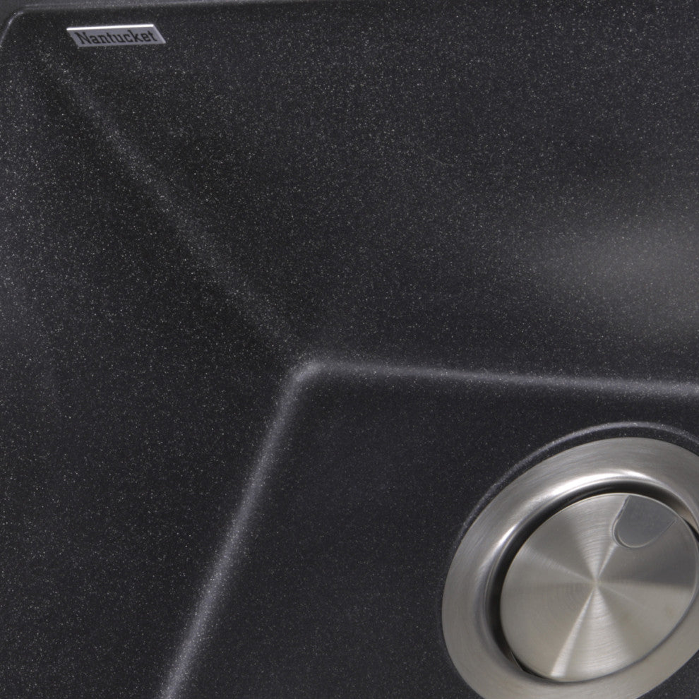 Nantucket Sinks 17" Single Bowl Undermount Granite Composite Bar-Prep Sink, Blac