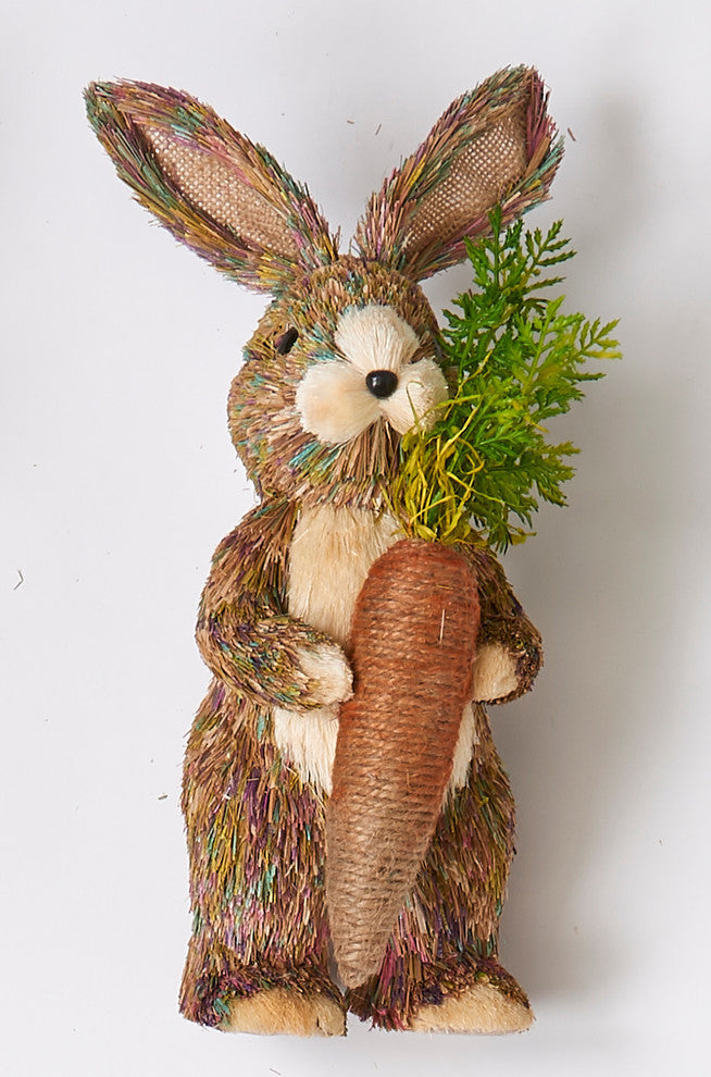 Standing Straw Rabbit With Carrot, 12"
