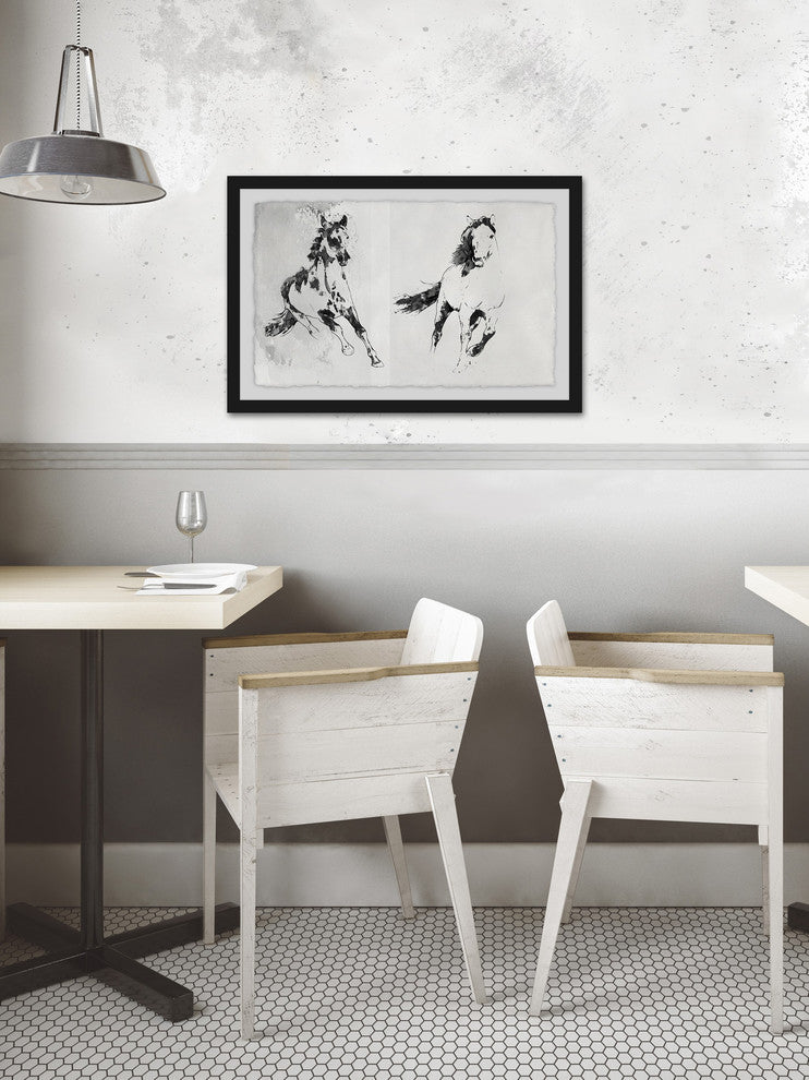 "Running Horses" Framed Painting Print, 36"x24"