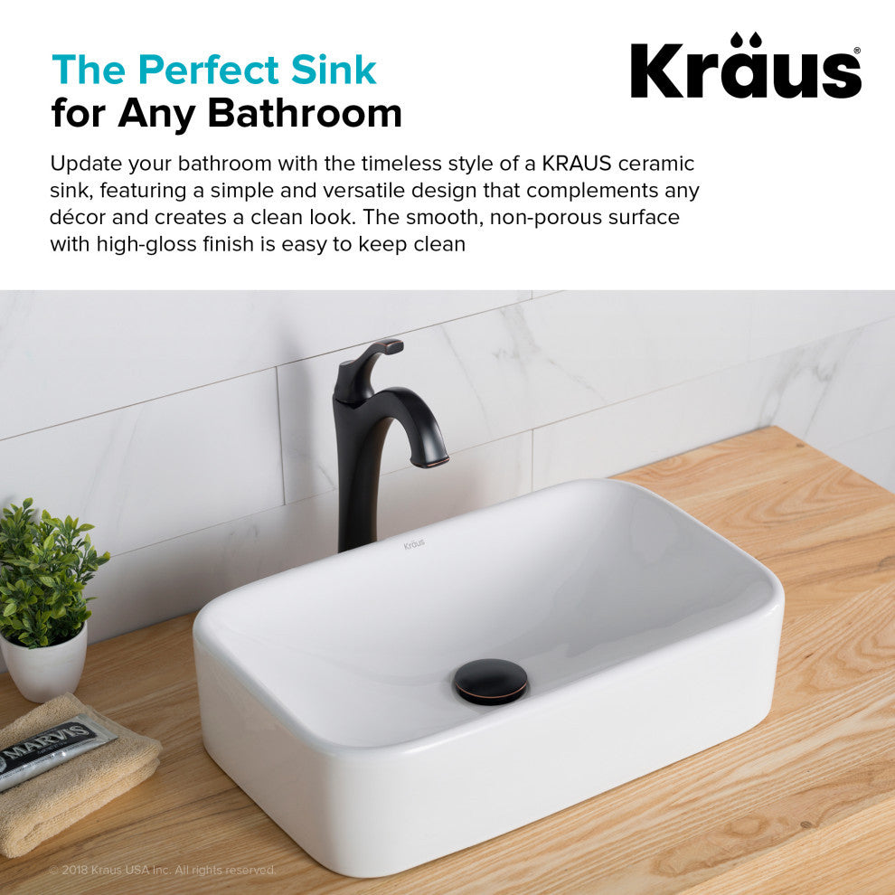 Elavo Ceramic Rectangle Vessel White Sink