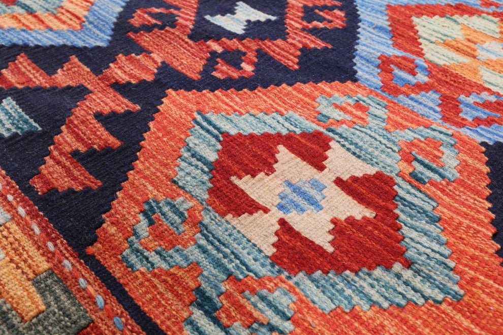 8' 6" X 9' 10" Wool On Wool Flat Weave Kilim Reversible Rug Q9457