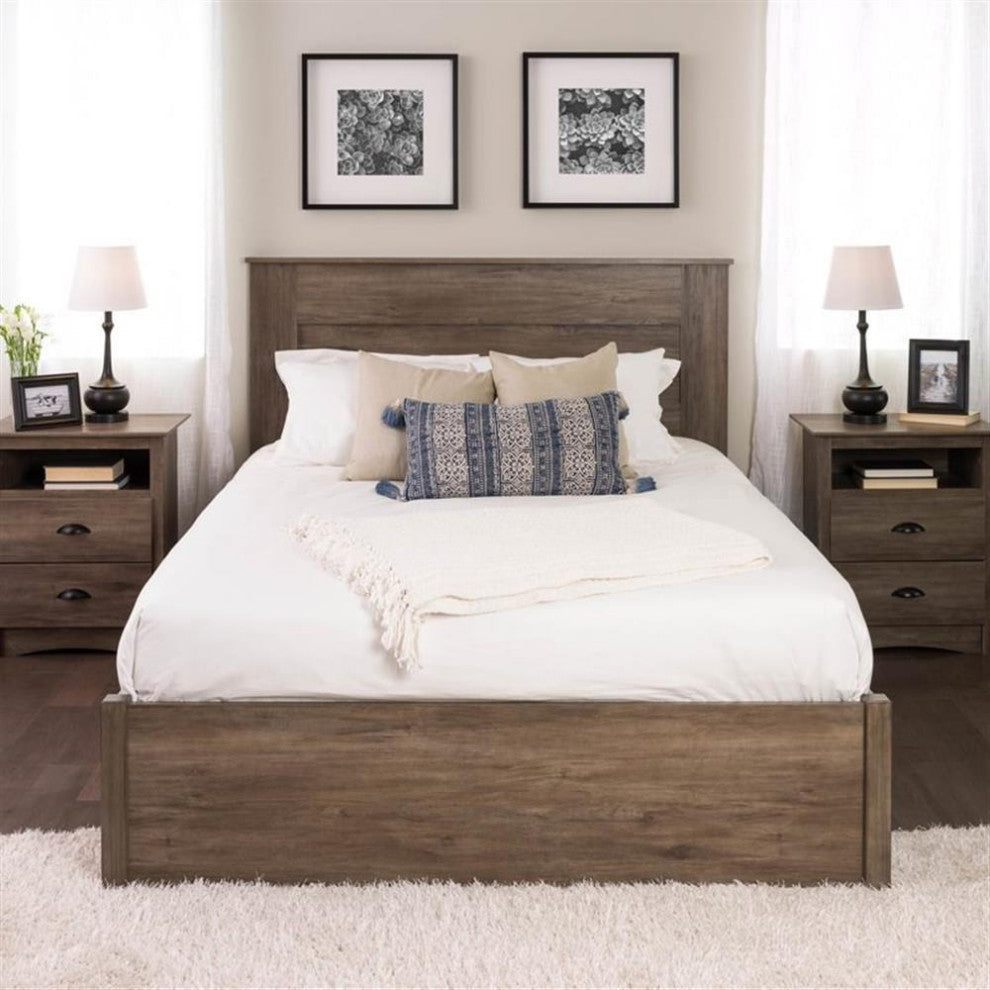 Pemberly Row Traditional Wood Queen Flat Panel Headboard in Gray