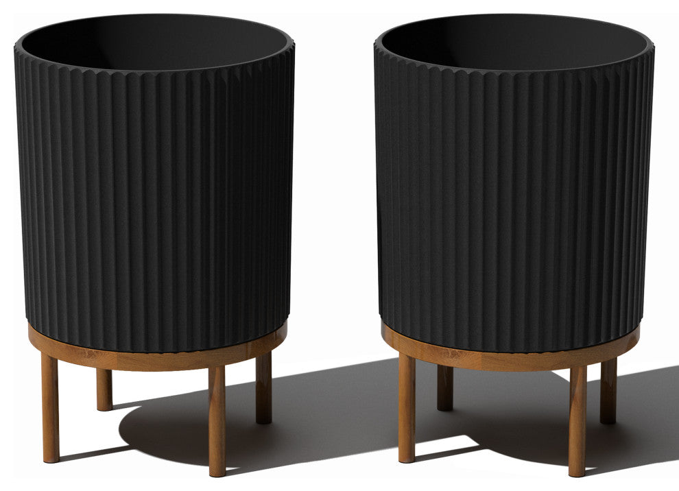 Veradek Demi Series Raised Planter With Stand, Black/Brown, 16", Set of 2