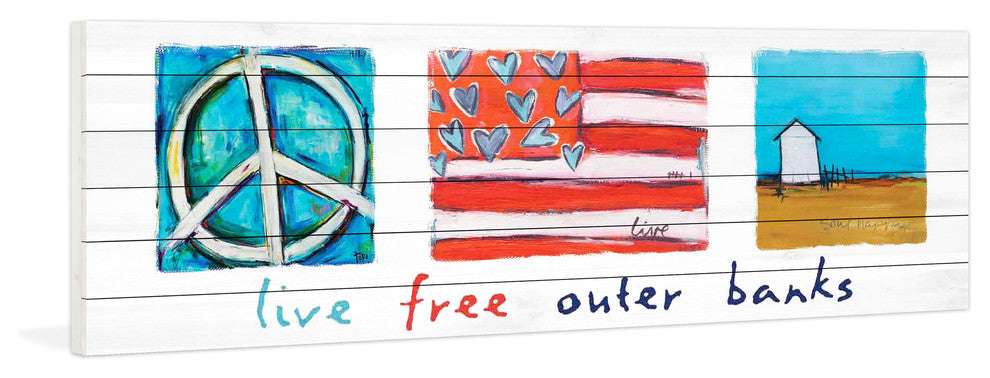 "Live Free Outer Banks" Print on White Pine Wood by Tori Campisi