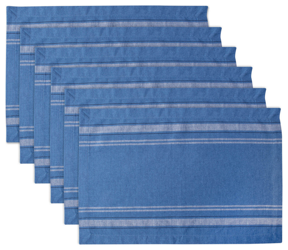 DII Blue Chambray French Stripe Placemat (Set of 6)