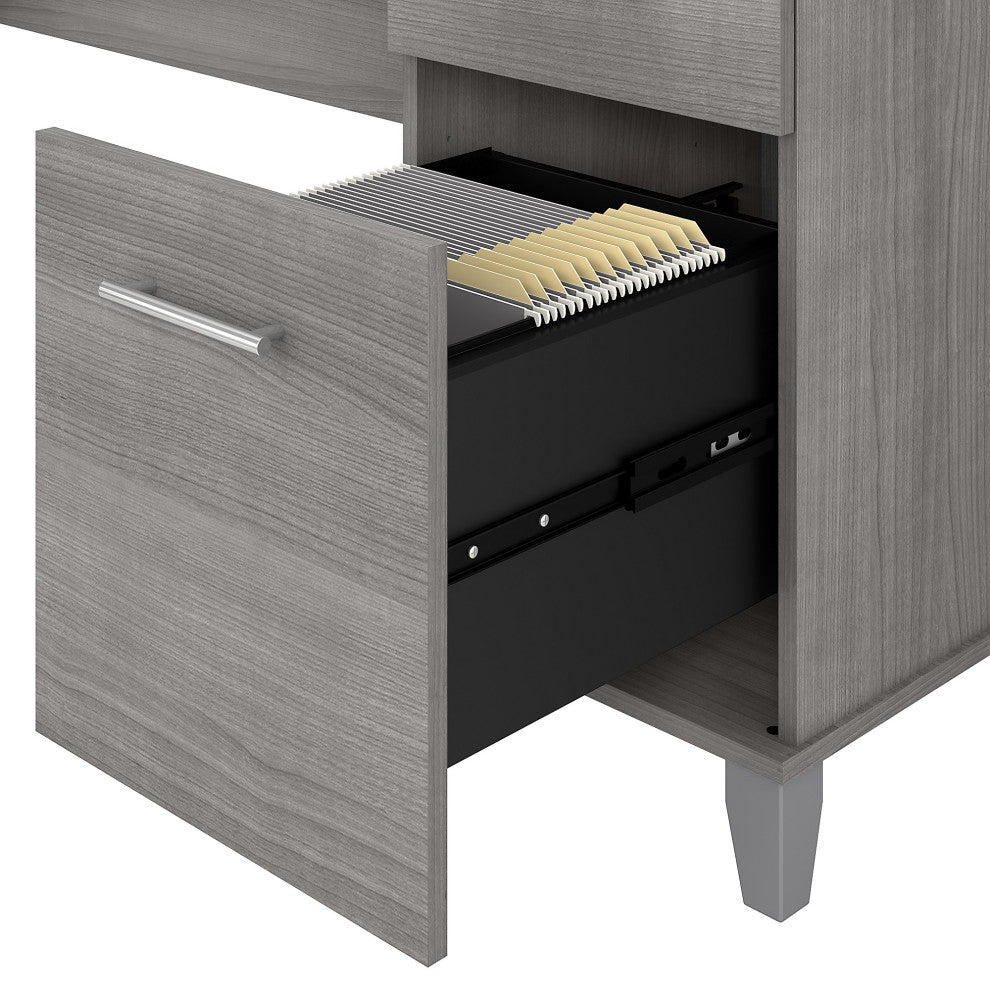 Somerset 72W L Shaped Desk with Storage, Platinum Gray