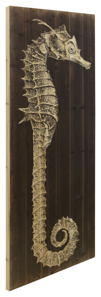 "Seahorse A" Wood Wall Art Giclee Printed on Solid Fir Wood Planks