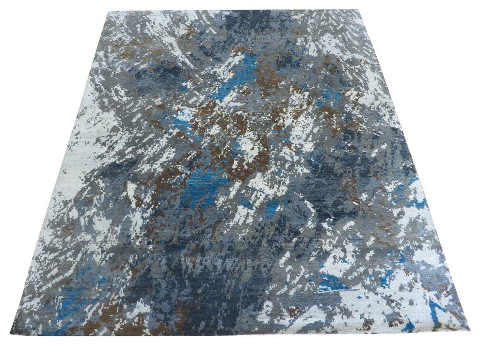 8x10 Handmade Multi Colored Modern Abstract Oriental Rug Wool