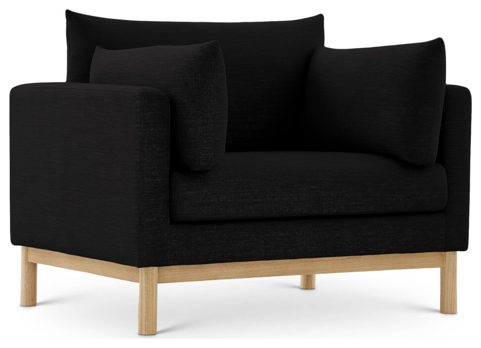 Langham Linen Textured Fabric Upholstered Chair, Black