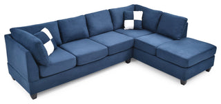 Solana Micro Suede Sectional, Navy Blue Micro Suede