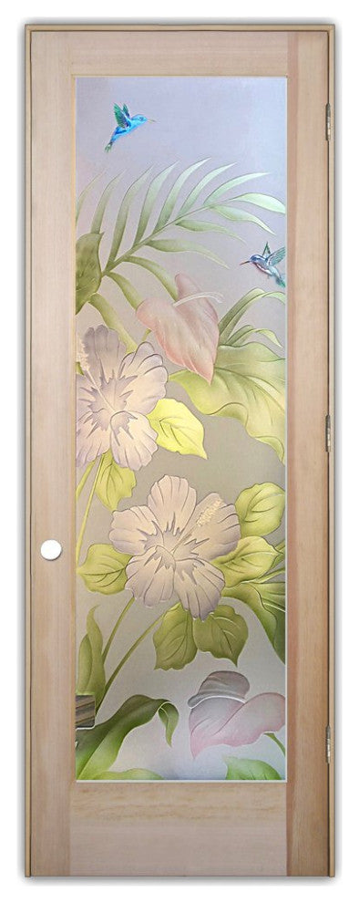 Interior Prehung Door or Interior Slab Door - Hibiscus Anthurium - Douglas...