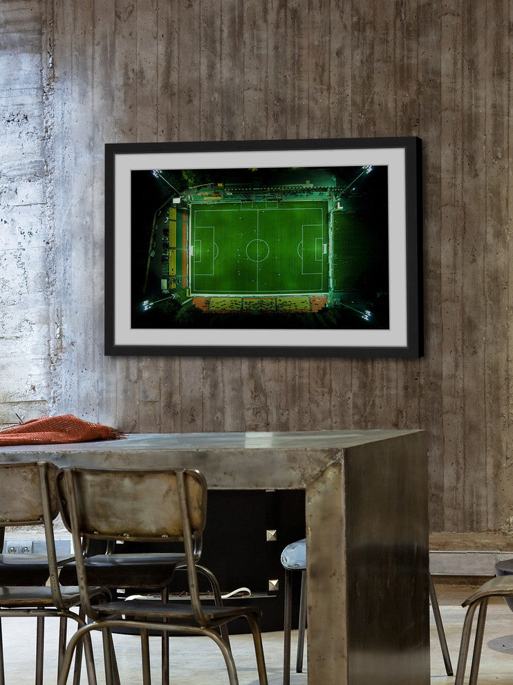 "Soccer From Above" Framed Print by Karolis Janulis