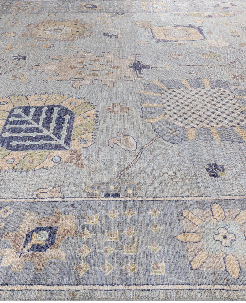 Oushak One-of-a-Kind Hand-Knotted Area Rug Light Gray, 10'0" x 13'8"