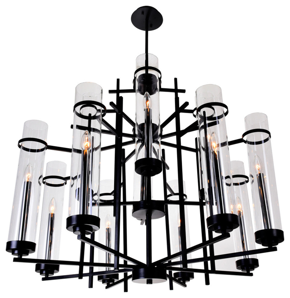 Sierra 12 Light Up Chandelier With Black Finish
