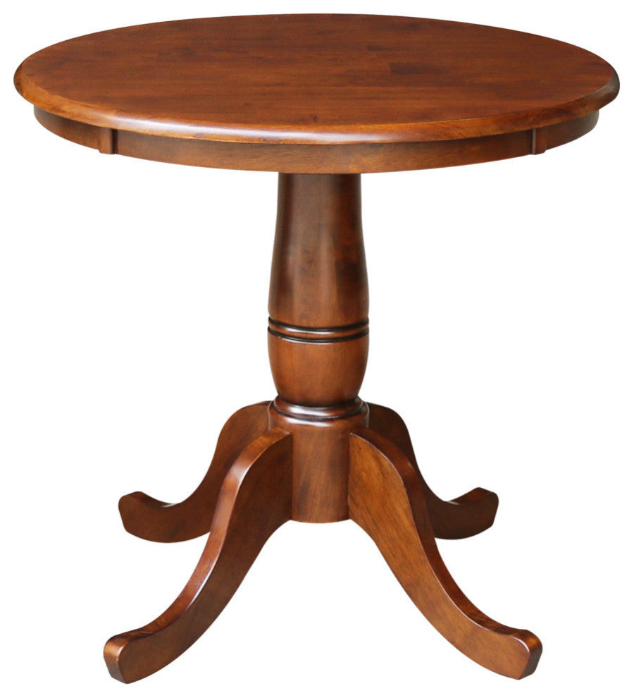 Round Top Pedestal Table, Espresso, 30 Inch Round