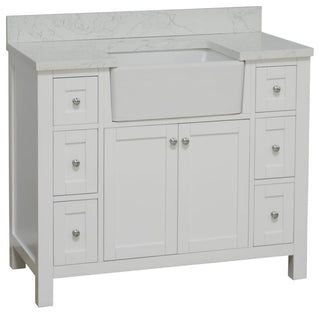 Yorkshire 42" Bathroom Vanity, White, Engineered Marble