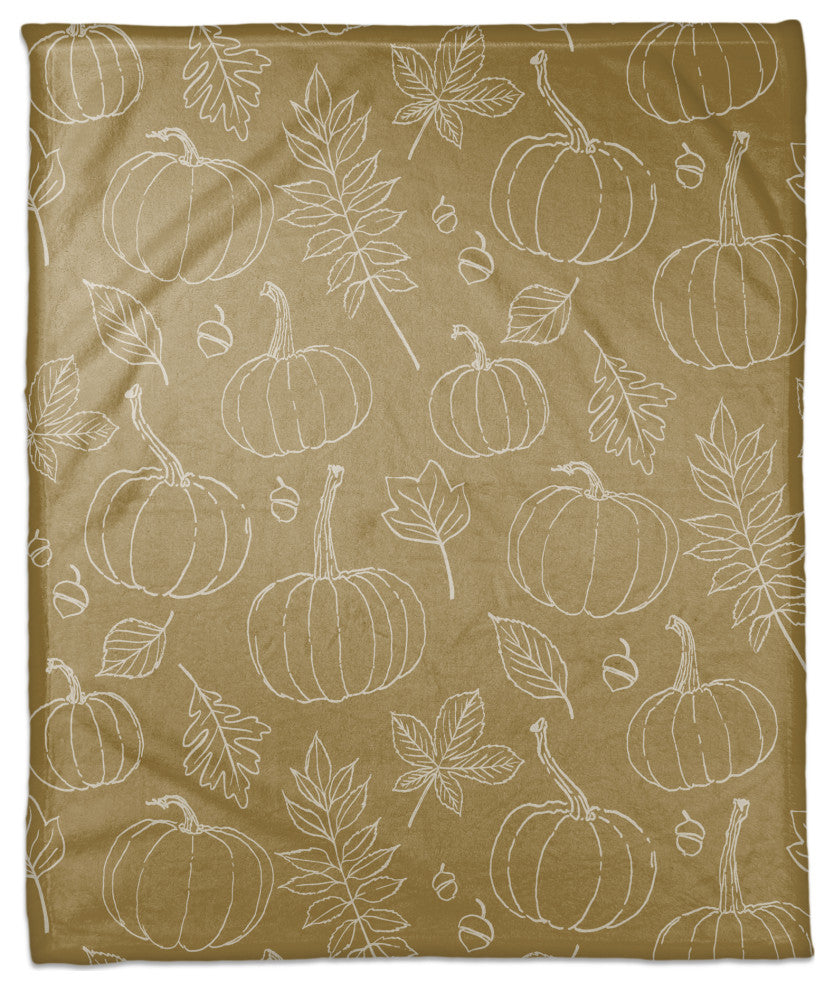 Mustard Yellow Fall Pattern 50x60 Coral Fleece Blanket