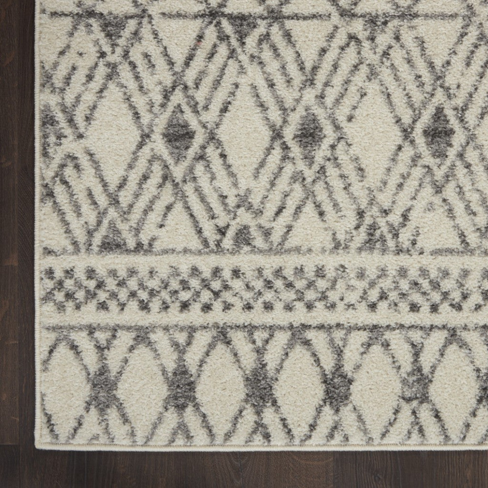 8' X 10' Gray Geometric Power Loom Area Rug