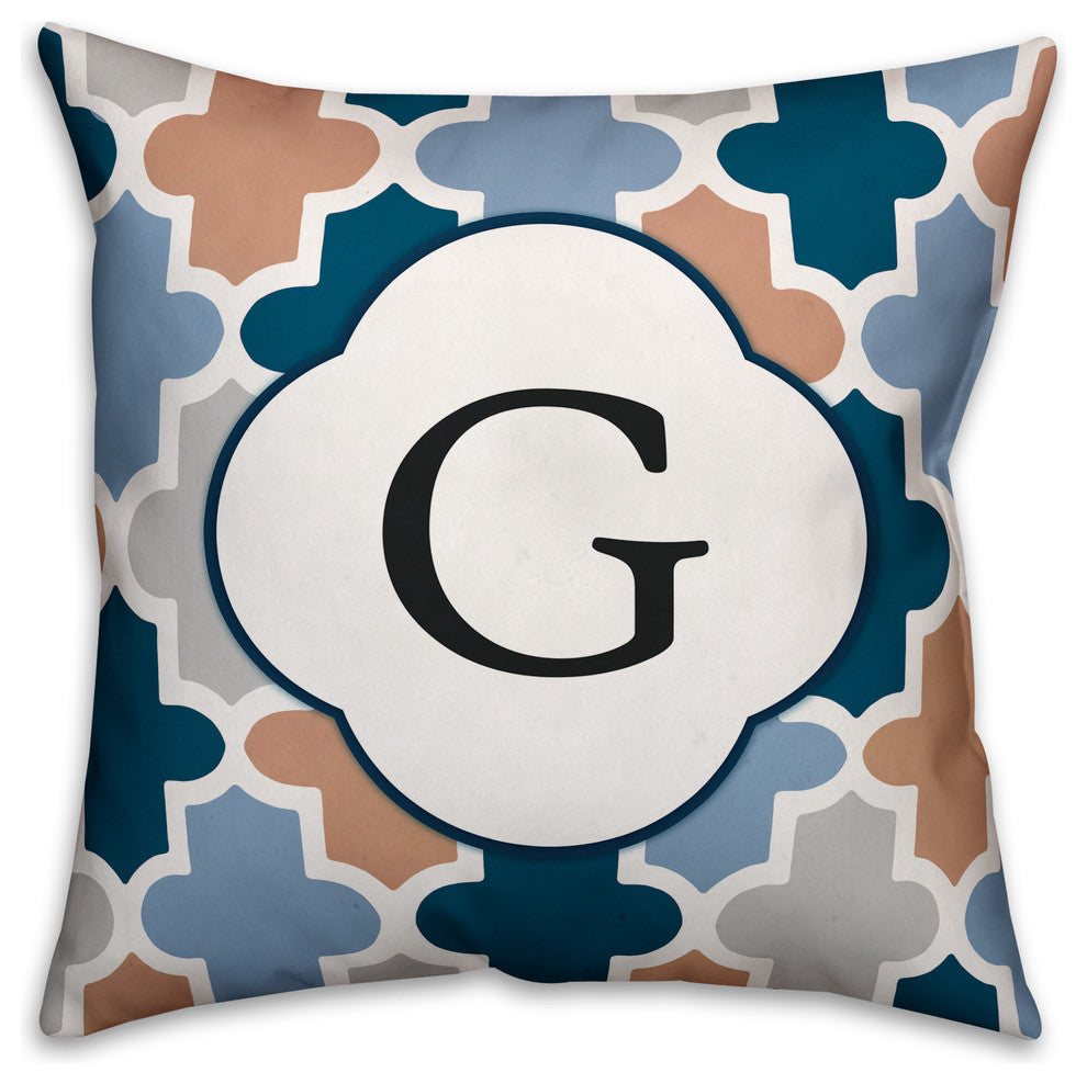 G Quatrefoil Monogram Spun Poly Pillow, 18x18