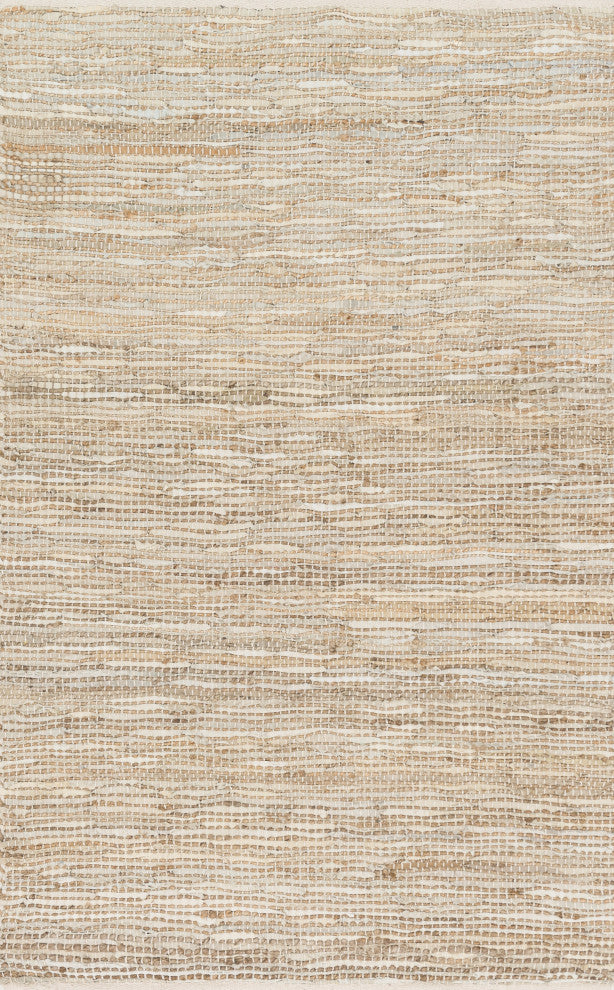 Natural Leather & Jute, Edge Area Rug, Ivory, 3'6"x5'6"