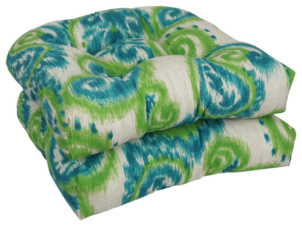 19" U-Shaped Dining Chair Cushions, Set of 2, Sorista Teal