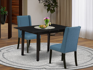 3-Pc Rectangle Set, Dining Chairs, Butterfly Leaf Table, Black