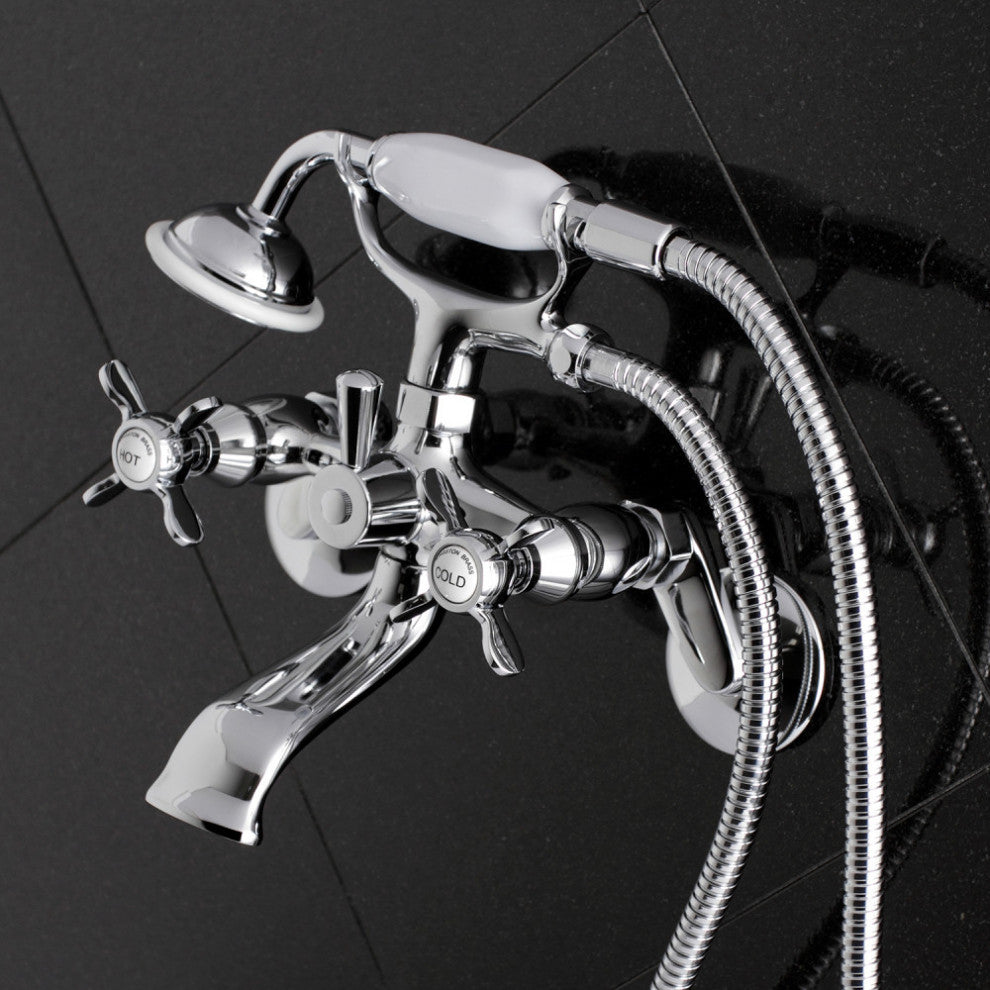 Essex 3" - 9" Adjustable Centers Wall Mount Tub Filler with Hand Shower, Chrome