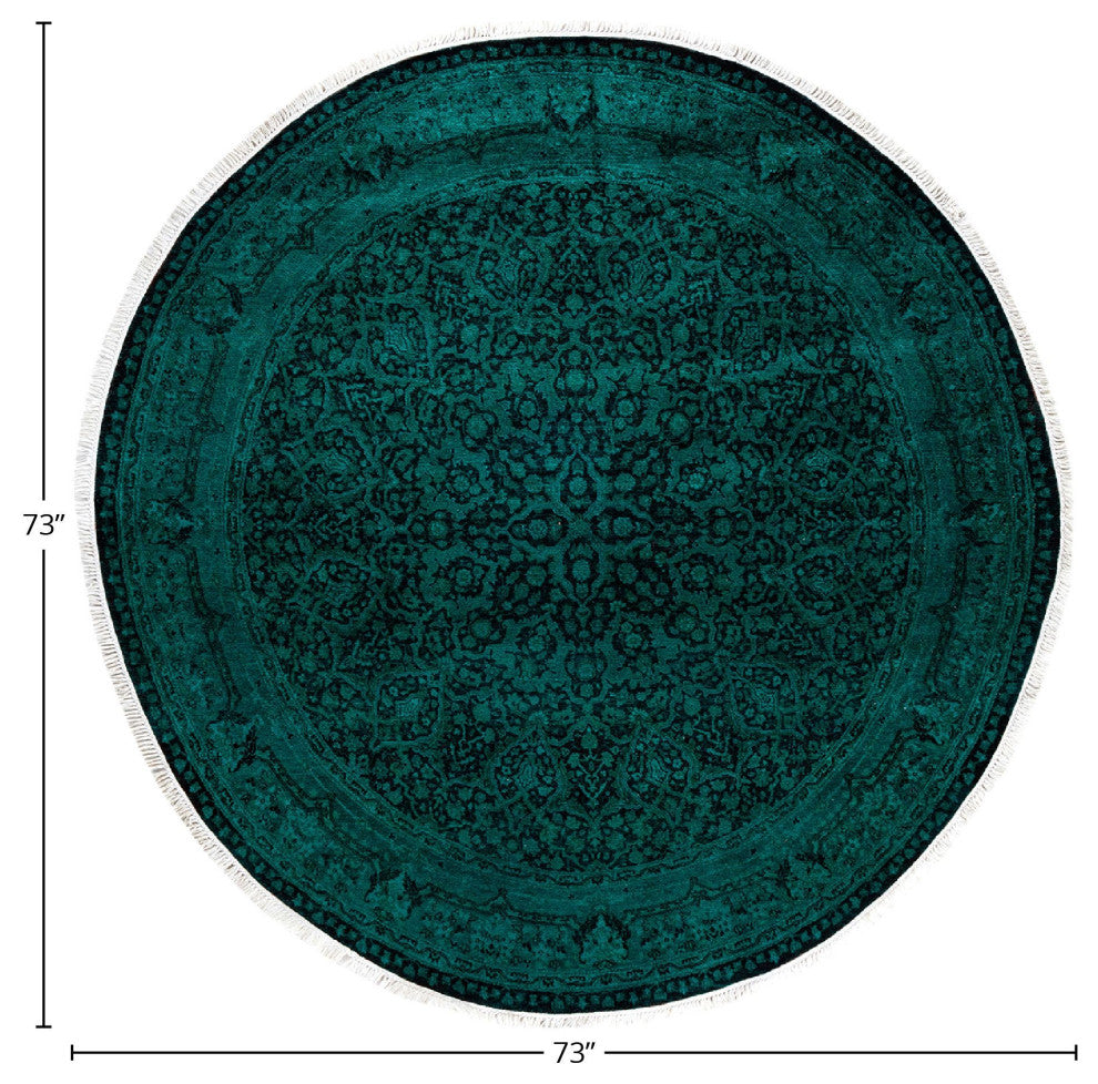 Fine Vibrance, One-of-a-Kind Hand-Knotted Area Rug Green, 6'1"x6'1"