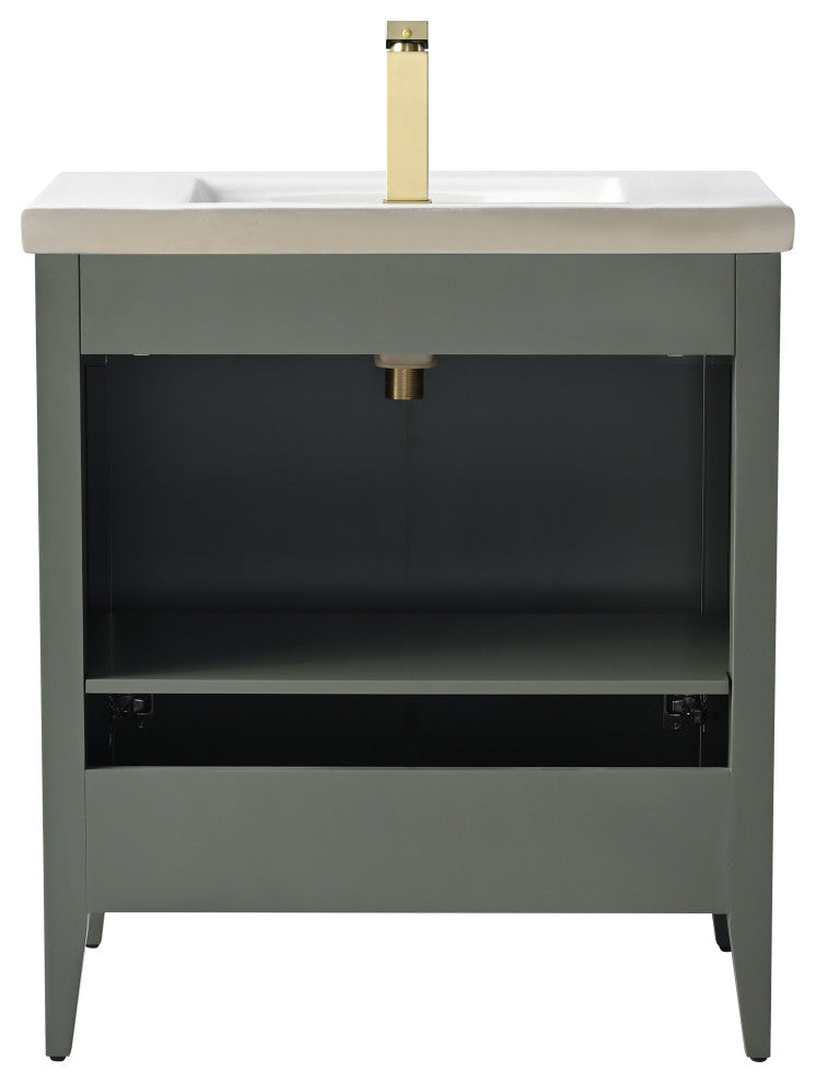 Vanity Art Freestanding Vanity, Vintage Green, 30", Single Sink, Golden Brushed