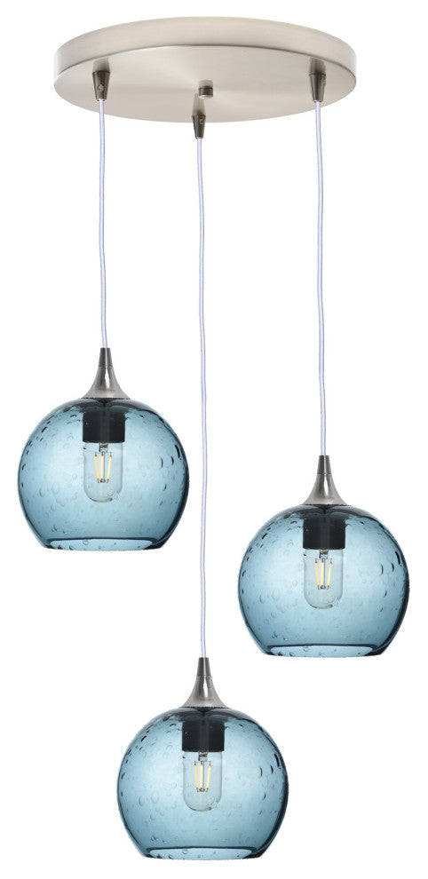 3 Pendant Cascade Chandelier, Slate Gray, Brushed Nickel, 4 Watt