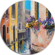 Canal In Venice With Flowers, Cityscape Large Disc Metal Wall Art, 11"