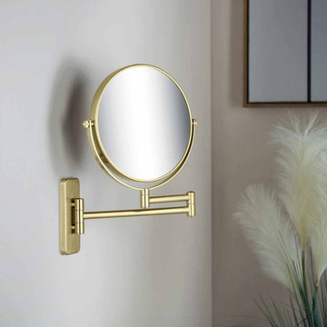 Circular Magnifying Makeup/shaving Mirror, Brushed Gold