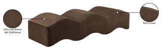 Wave Upholstered Bench, Brown, Velvet