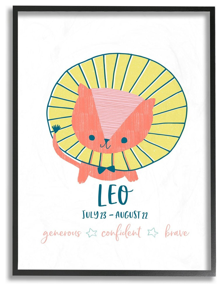 The Kids Room Fun Modern Zodiac Leo Lion Framed Giclee Art, 16"x20"