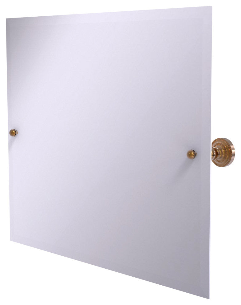 Frameless Landscape Tilt Mirror with Beveled Edge, Brushed Bronze